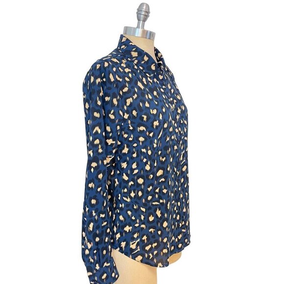 The Shirt Rochelle Behrens Blue Black Gold Metallic Chetah print Small - Picture 2 of 5